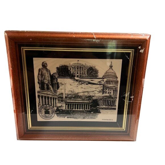 Framed Department Of The Air Force Artwork Washington D.C. Landmarks Air Force 1 - Picture 1 of 9